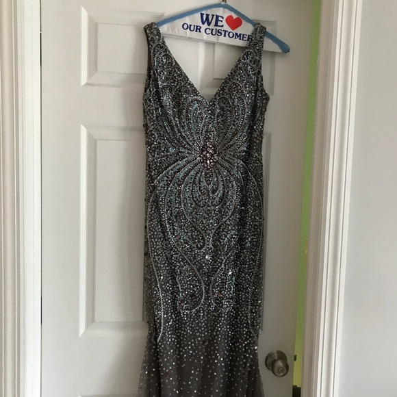 Dresses | Ivonne Mother Of The Bride Grey Beaded Dress | Poshmark